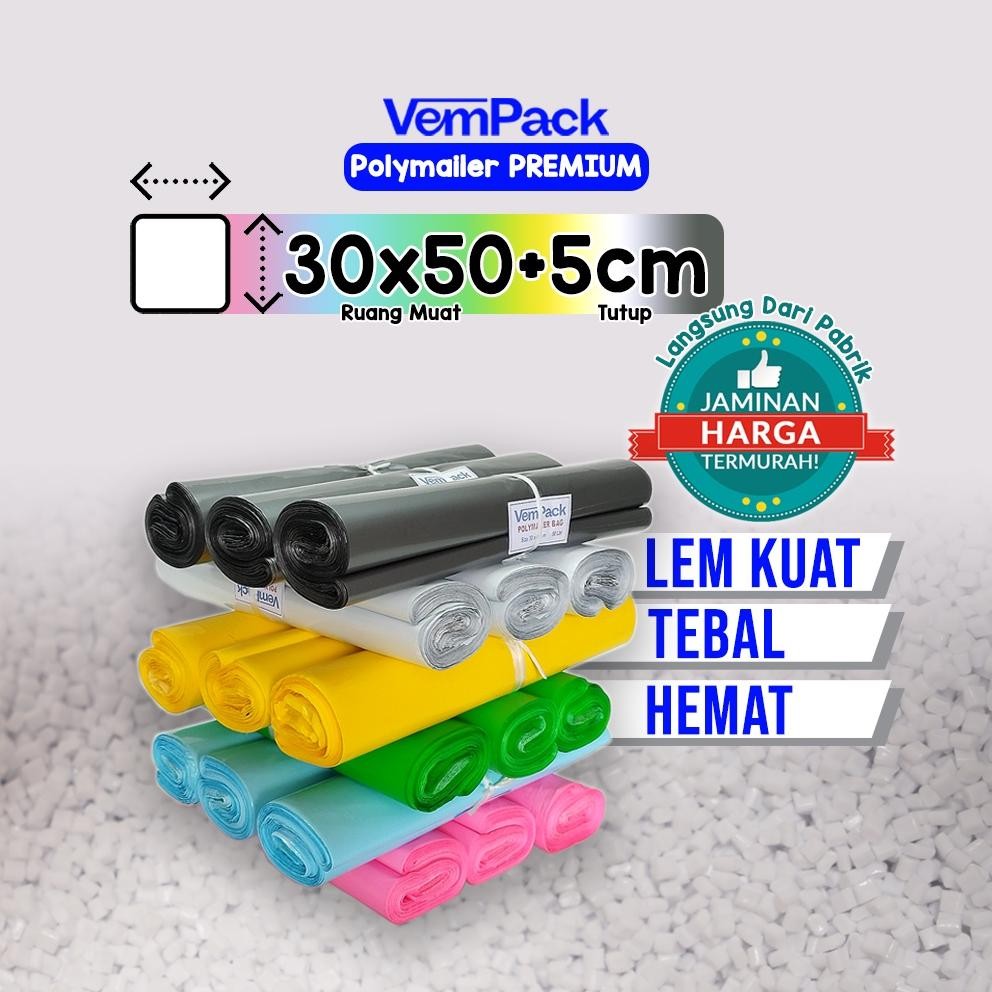

Polymailer PREMIUM 30x50 CM 60 Micron PE Glossy Plastik Packing Online Shop Tebal Anti Sobek Murah Nugi