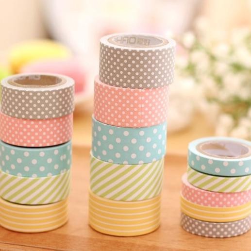 

Solasi/ Selotip Kertas Dekorasi Polkadot dan Garis Nugi