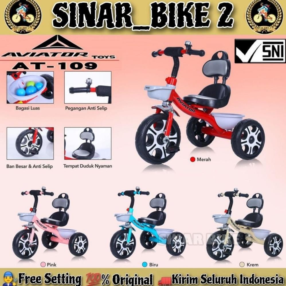 Terlaris Sepeda Roda 3 Tiga Aviator At 109 & Exotic Et-721 & Iora T 29 Tricycle Anak