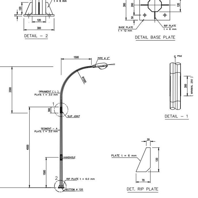 Tiang pju oktagonal single parabola 7 meter hotdeep galvanized