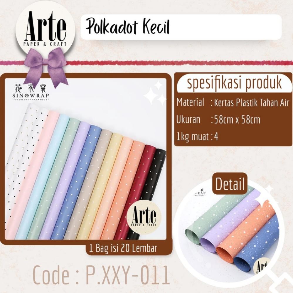 

20 Lembar Polkadot Kecil Kertas Buket Korea Bunga Flower Wrapping Paper Kado Arte Grosir Jakarta P.XXY-011 Nugi