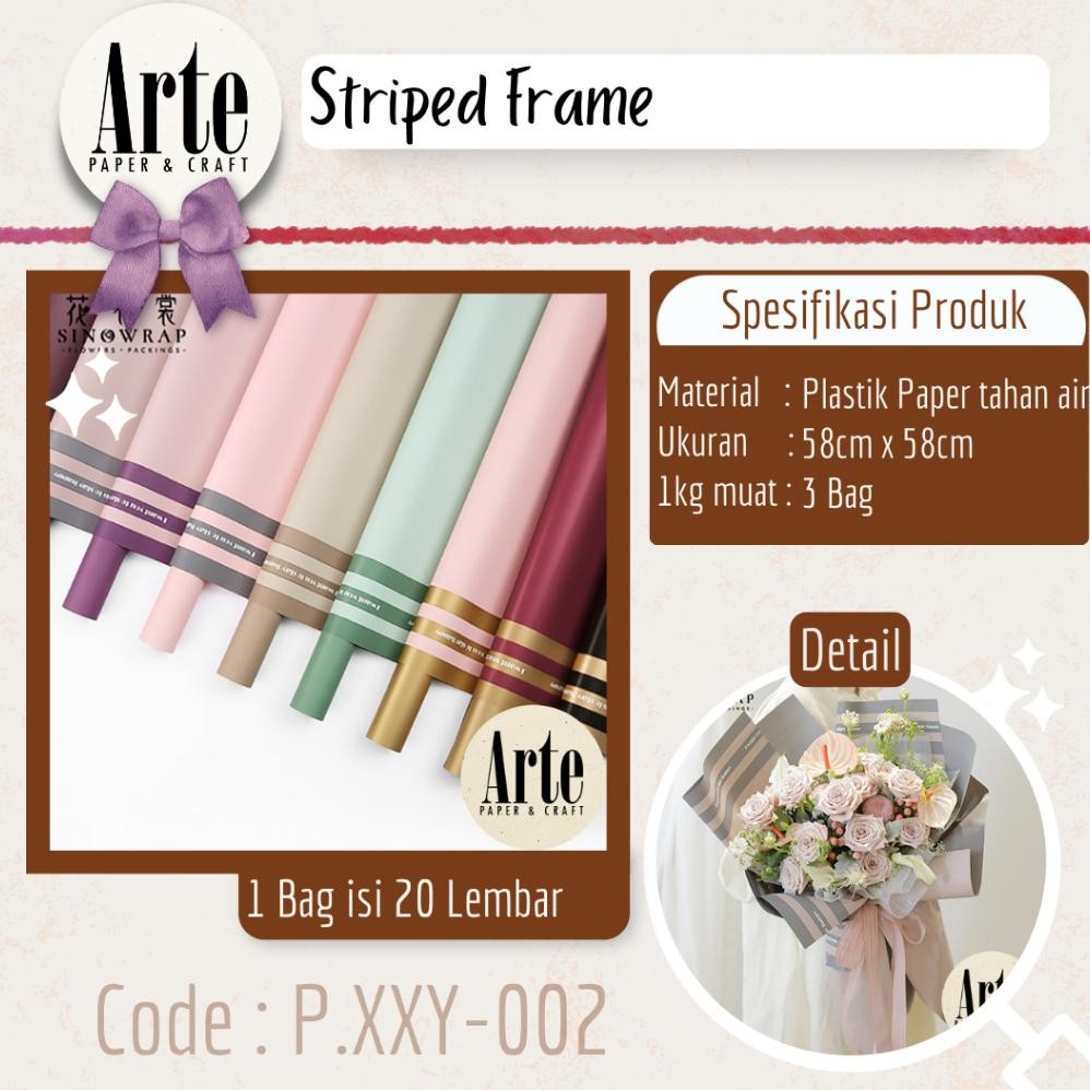 

20 Lembar Cellophane Triple Striped Frame Bouquet Bingkai Jelly Film List Kertas Buket Korea Bunga Flower Wrapping Paper Varian Color Kado Arte Grosir Florist Supply Jakarta Bekasi P.XXY-002 Nugi