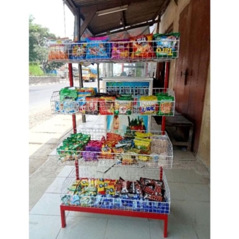Terlaris Rak Warung Snack Ciki Ukuran Lebih Besar Serbaguna Murah 4 Susun