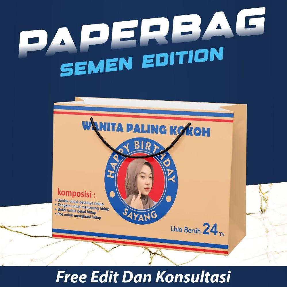 

KADO Ulang TAHUN Paperbag Custom Semen Bebas Reques Tulisan 1 Hari Jadi Termurah Nugi