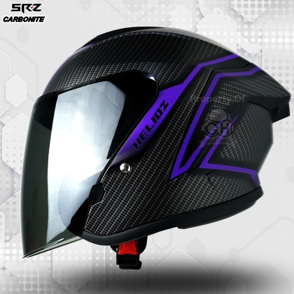Terlaris Helm Srz Helioz Carbon Black Purple Doff Stabilo Carbonite Original