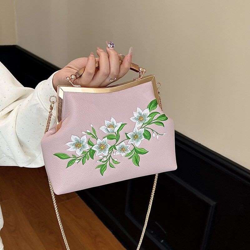 Tas emas Cina bordir, gaya retro, tas Republik Cina, tas selempang kasual, tas wanita