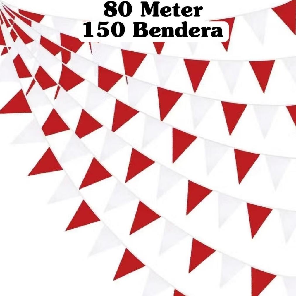 PROMO MERDEKA Bendera Kain Segitiga PACK BESAR (isi 150 Bendera Merah Putih)