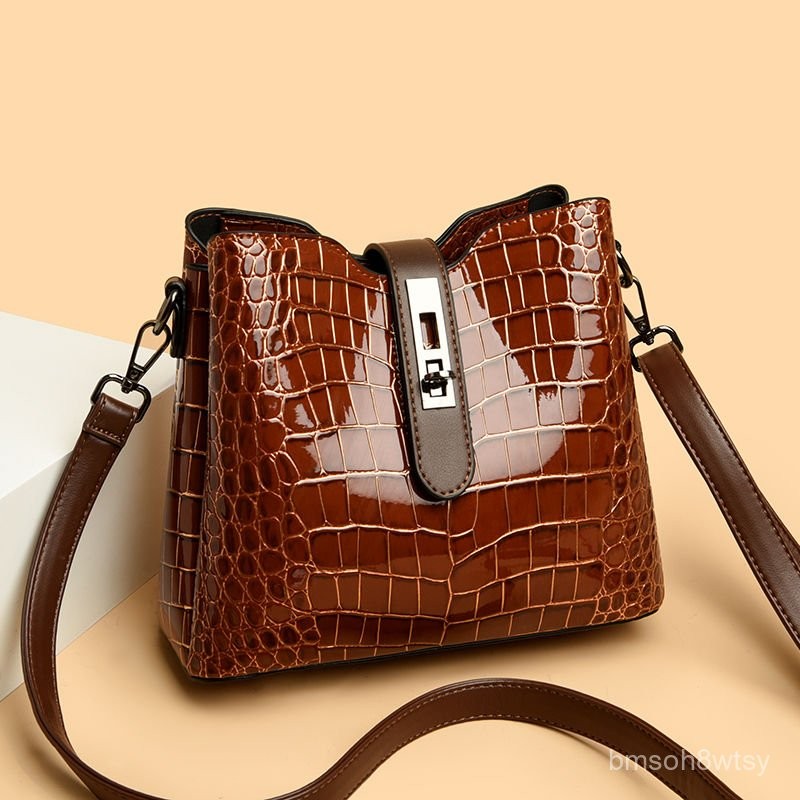 Tas Selempang Wanita Pola Buaya Mewah Tas Bahu Stylish Serbaguna Tas Kecil Ibu Paruh Baya