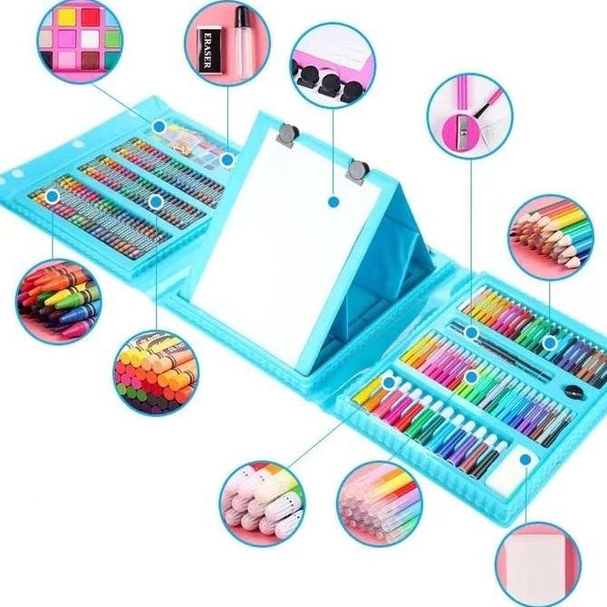 

208 pcs Set Alat Menggambar Melukis Anak Anak Crayon Cat Air Pensil Lengkap