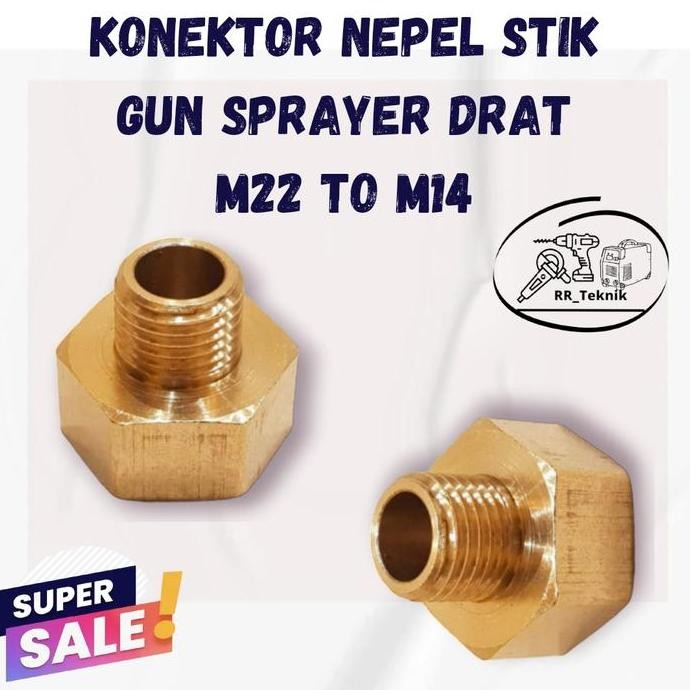 Konektor Nepel Stik Gun Sprayer Kuningan Drat Female M22 To M14