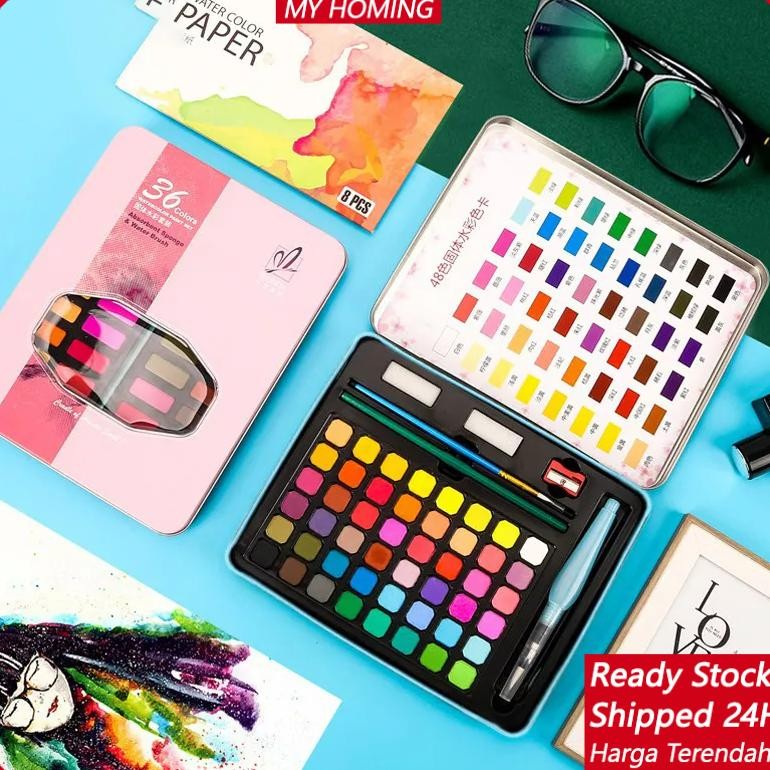 

Hrn-813 Harga MinimumCod Cat Air Watercolor Set - 36/48 Warna Water Color Alat Cat Air Lukis Set (Termasuk Kuas Dan Kertas Gambar) Hrn-813
