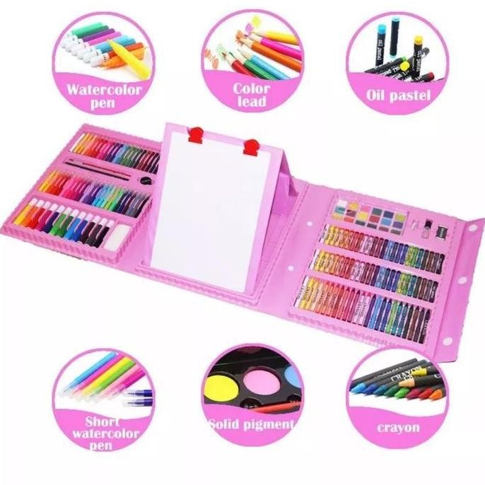 

Art Full Set Crayon 208 pcs / Krayon Alat Lukis Anak Pensil Warna Cat Air Perlengkapan Mewarnai Set 150 pcs Board Markers Paper Pastels