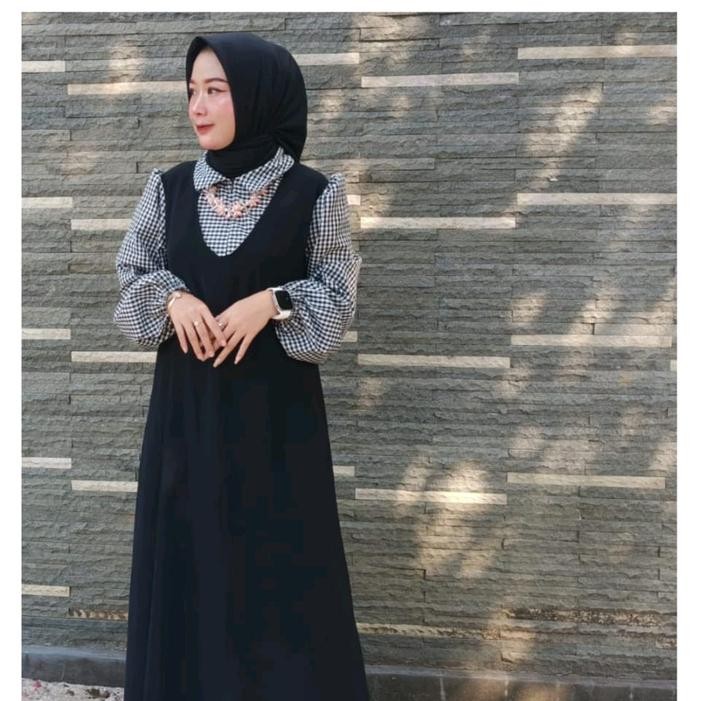 

New Arina Dress Crincle Airflow mix katun kotak