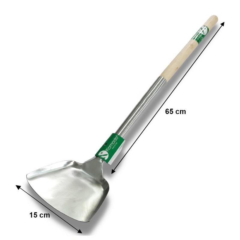 Sodet Stainless Jumbo Original Komodo Gagang Kayu 65Cm / Spatula Sodet Jumbo Kuali Besar Gagang Kayu