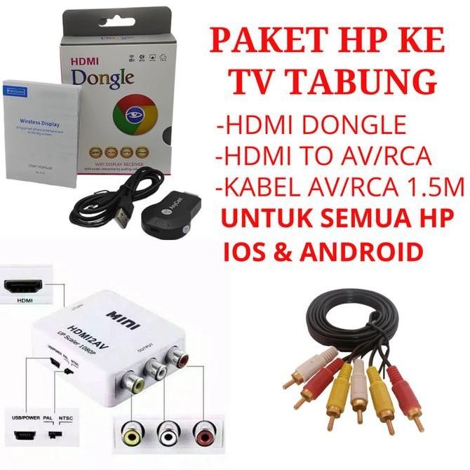 Paket Alat Untuk Menampilkan Hp Ke Tv Tabung Anycast Hdmi2Av