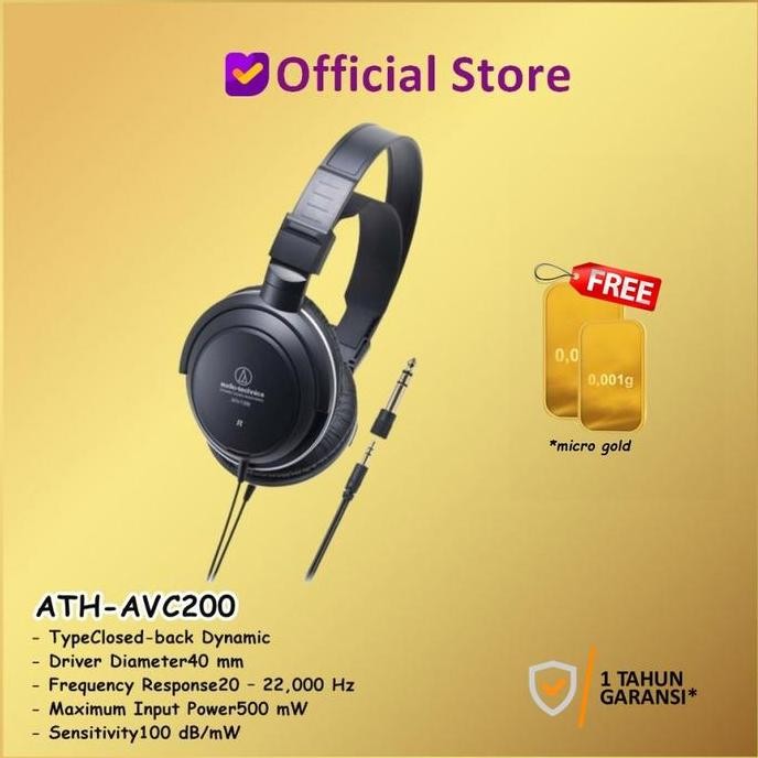 SIAP KIRIM AUDIO-TECHNICA ATH-AVC200 HEADPHONE SONICPRO OVER EAR DYNAMIC MIC