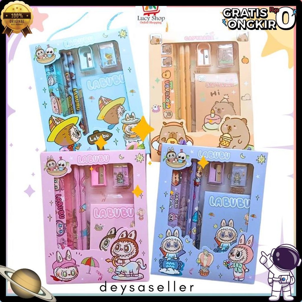 

Set Alat Tulis Anak 8 In 1 Motif Sanrio Labubu Capybara Stationary Set Perlengkapan Sekolah Diskon Setengah Harga