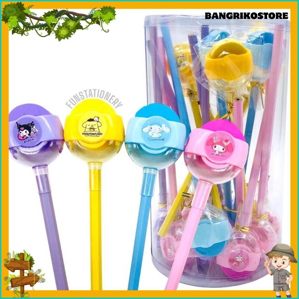 

(4 Pcs) Pensil 2B + Stip + Rautan 1062-A Sanrio / Pensil Kayu Melody Kuromi Cinnamoroll Diskon