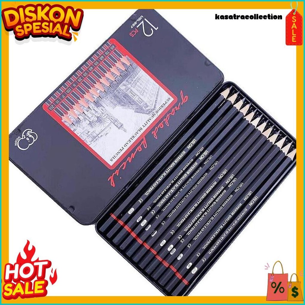 

Slaypershop 12 Psc Set Pensil Sketsa 2H-8B Alat Pensil Lukis Gambar Menggambar Dng Kotak Logam Terlaris! Produk Ini Banyak Dicari