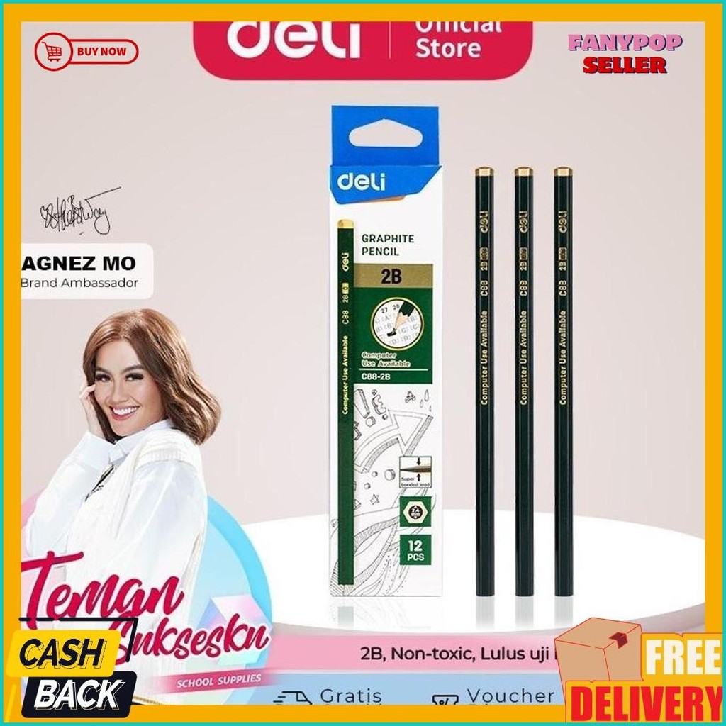 

Pensil Graphite 2B Deli C-88 Pensil Ujian Komputer (1Pack Isi 12Pcs) Terlaris! Produk Ini Banyak Dicari