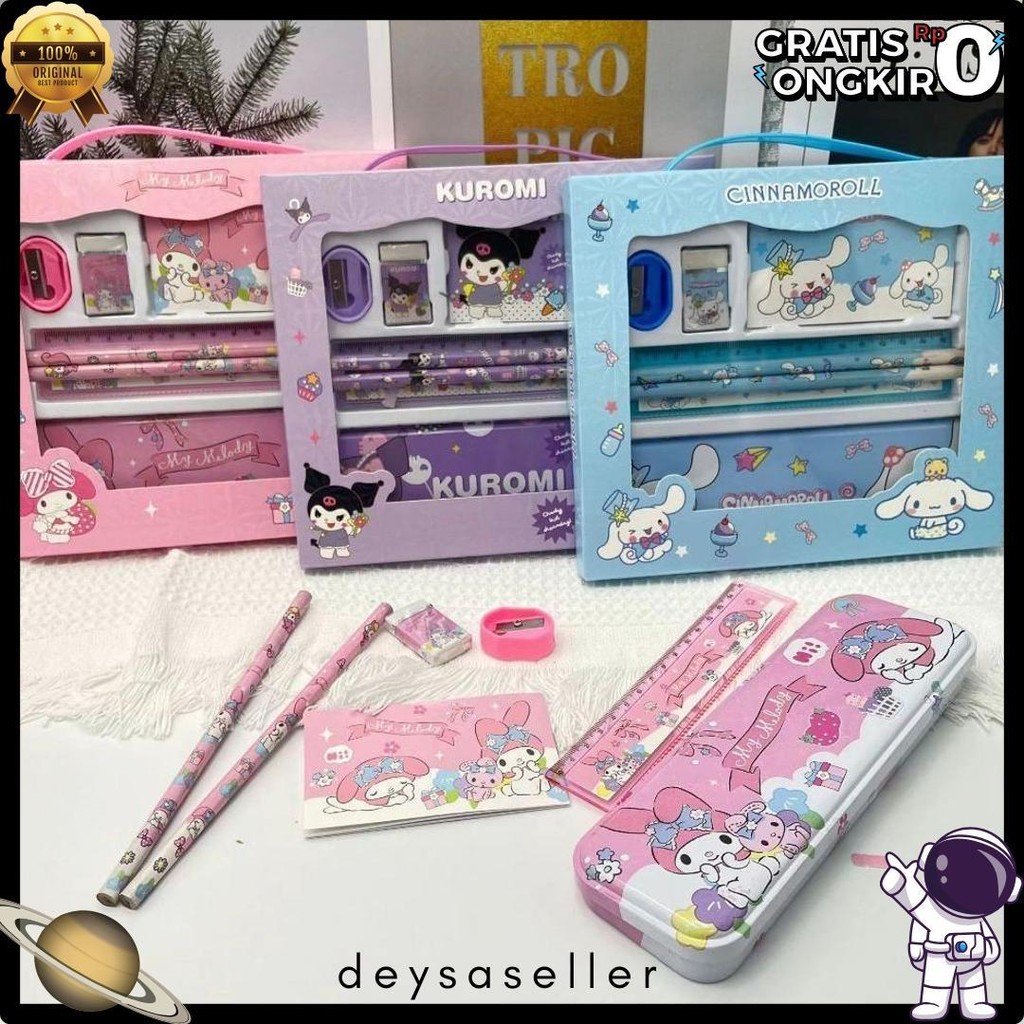 

(Cod) Set Alat Tulis/ Kotak Pensil Anak Set 7 In 1 Stationery Untuk Hadiah Anak Sekolah Sanrio/ Alat Tulis Set Kotak Pensil Karakter Kuromi/ Set Atk Lucu Dan Murah Terlengkap Dan Termurah
