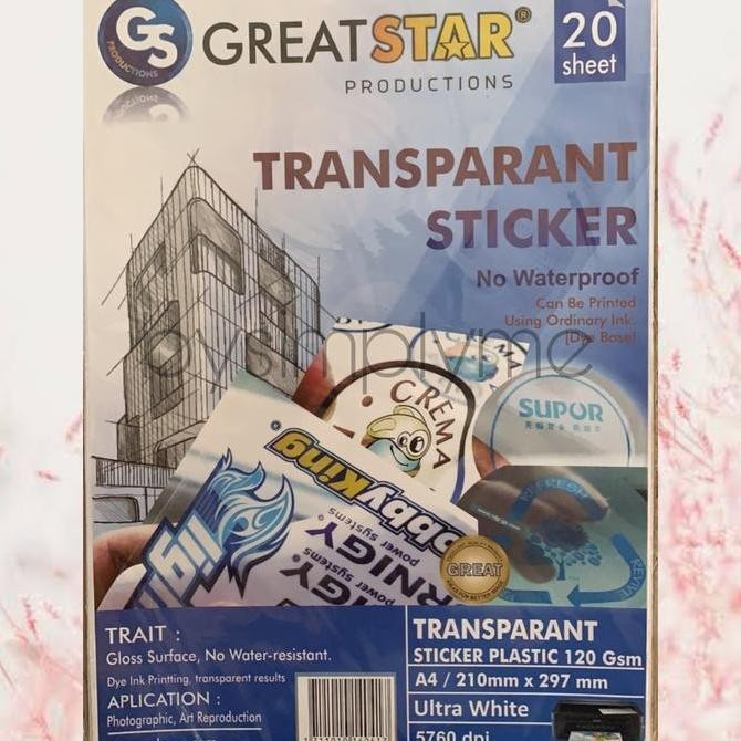 

sticker transparant a4 inkjet isi 20 murah
