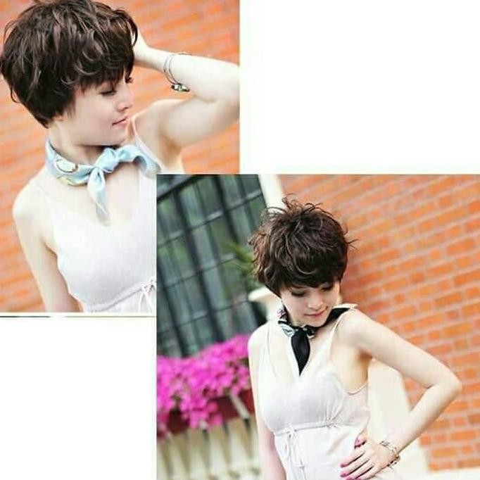 BARU  Rambut Palsu Wanita Model Rambut Pendek Ikal