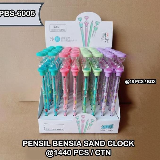 

best seller] pensil bensia sand clock amat ( model jam pasir) satuan ( non garansi pecah ya harap baca) warna random kode pbs 6005
