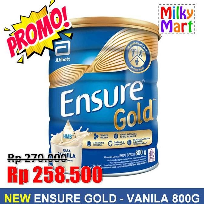 

Ensure Gold Vanila/Coklat 850g - Susu Nutrisi Lengkap Termurah