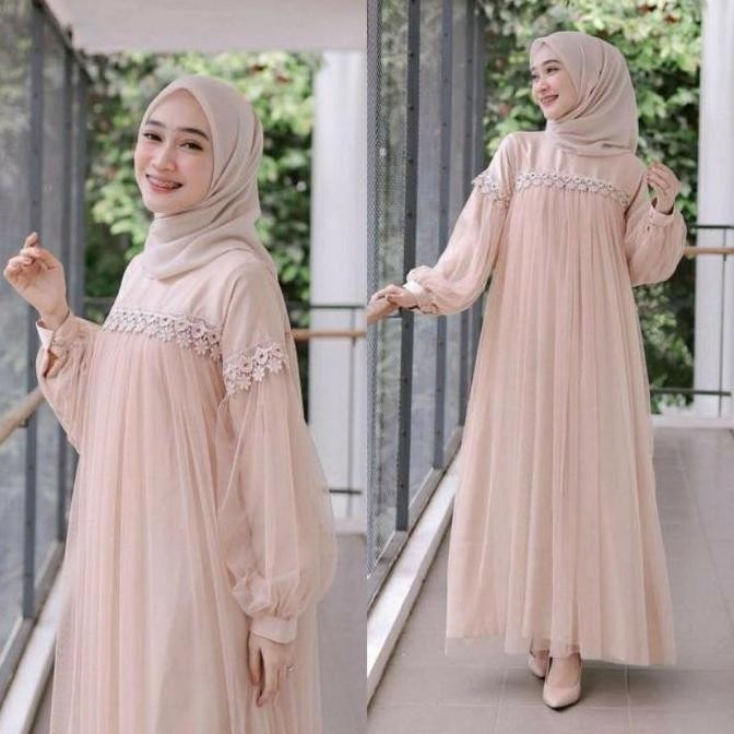 Gamis Wanita Size XXL Gamis Renda Tile // Baju Gamis Pesta Jumbo Murah