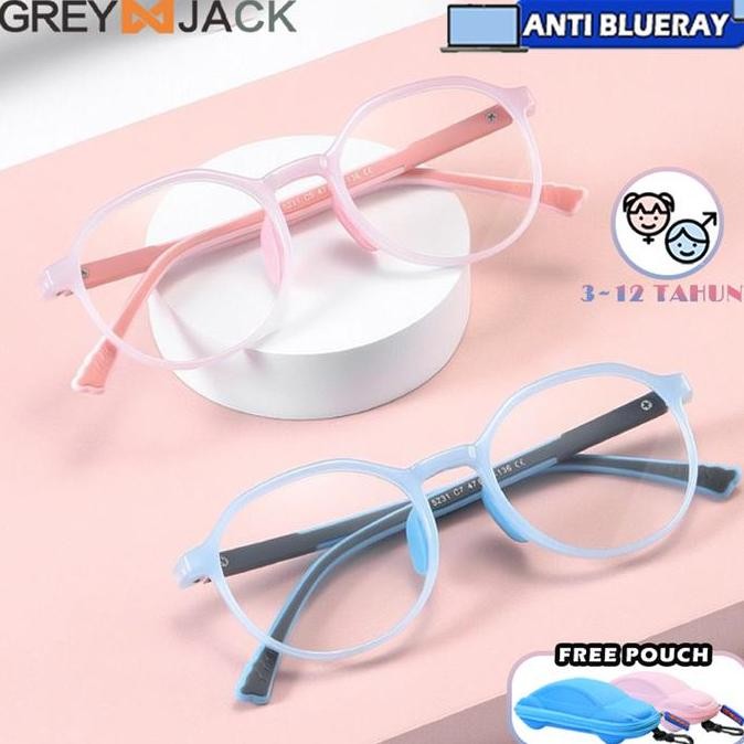 Grey Jack Kacamata Anak Antiradiasi Blueray Warna Jelly Ringan 5231