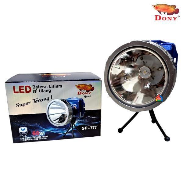 Senter Kepala Dony Sr-777 Super Terang (60 Watt) / Dony Senter Kepala Sr777 Laser Led (Gratis Tripod