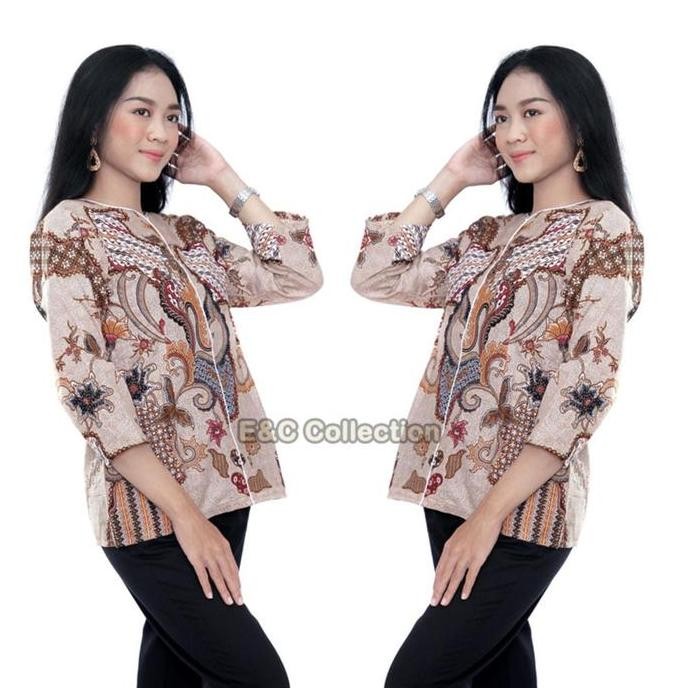 Atasan Batik Wanita Kraton Modern - Batik Wanita - Blouse Batik - Baju Katun Panjang Panjang Pendek 