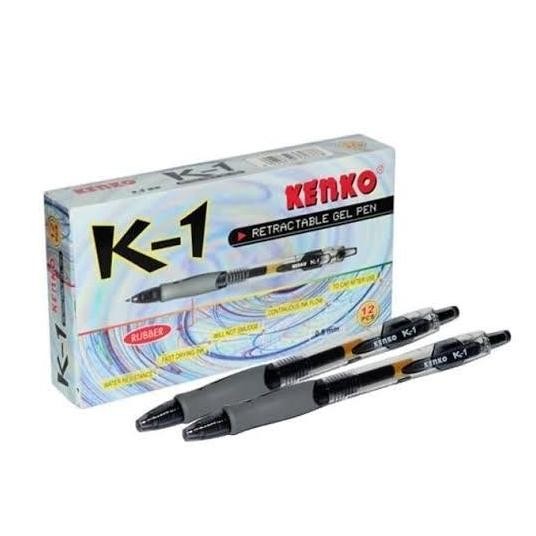 

tersedia pulpen kenko k1 gel pen hitam & biru - 12pcs/lusin atk sekolah kantor