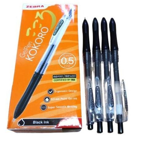 

tersedia pulpen zebra kokoro 0.5mm box 12+1 gratis - gel pen black stationery