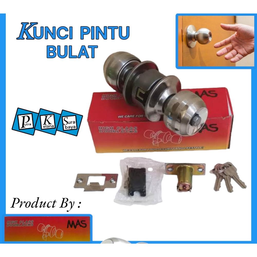 Terlaris Kunci Bulat Mas / Kunci Pintu Bulat Kamar Mandi / Slot Pintu Bulat WC