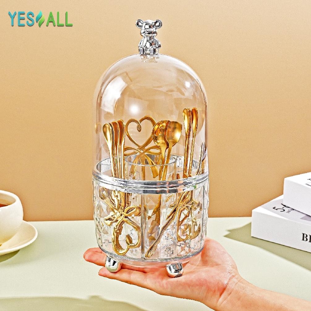 Special YESALL rak makeup kosmetik crystal transparan aesthetic rak kosmetik putar 360 derajat aesth