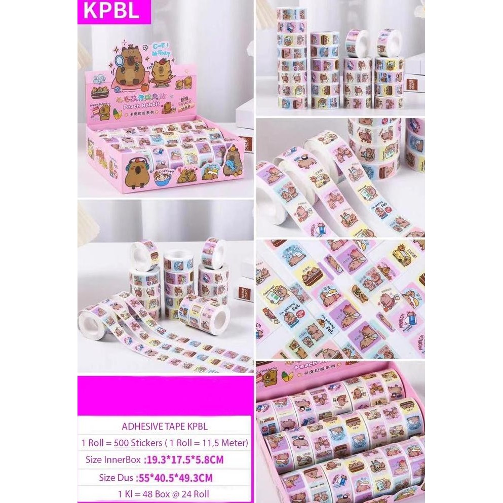 

(:(:(:(] solasi decoratif capibara cutie tape adhesive tape kpbl isi 500 tempel ucapan segel hampers