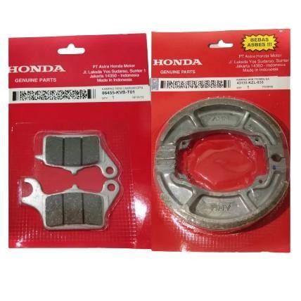 Ahm Original Kampas Rem Tromol Belakang + Dispad Cakra Rem Depan Honda Beat Fi Esp / Beat Street Eco