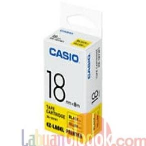 

LABEL PRINTER XR-18YW118MM BLACK ON YELLOW TAPE LABEL CASIO/CASIO 18MM ORIGINAL DAN TERPERCAYA