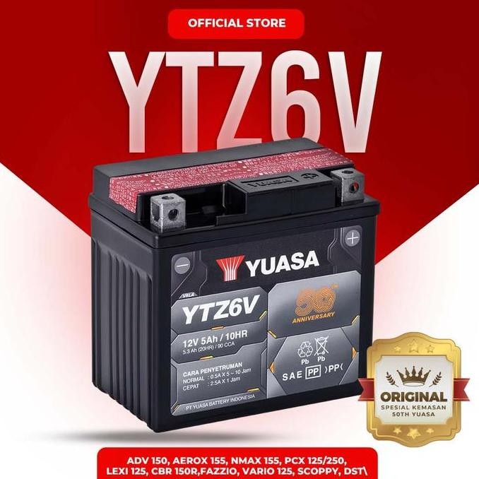 YUASA AKI MOTOR YTZ6-V MF (PENGIRIMAN KURIR YUASA)