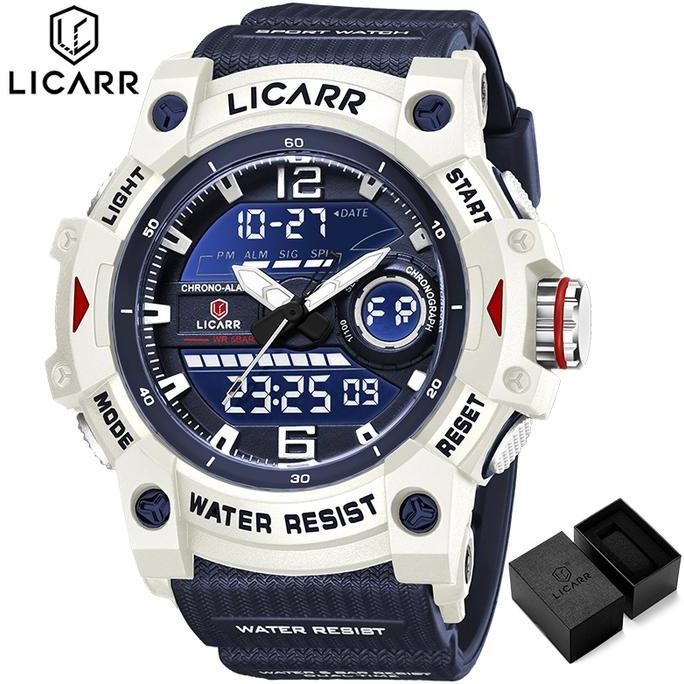 New Jam Tangan Pria LICARR Analog-Digital Multifungsi Tahan Air Stopwatch
