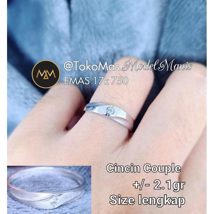 Cincin Couple emas putih Wedding Ring emas putih 750 kadar 17k