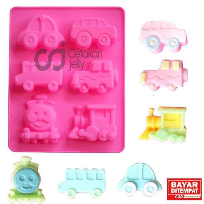 ;&;&;&;&] CJ Cetakan Silikon Puding Jelly Cake Kue Karakter Kereta Dan Mobil