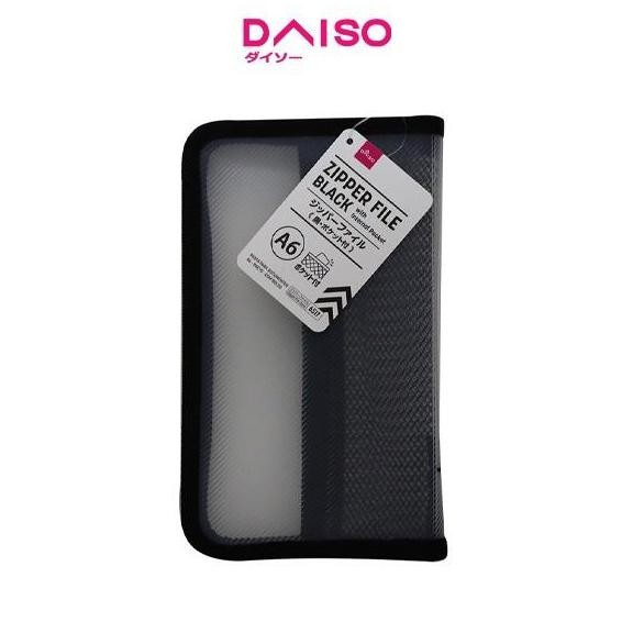 

Sale Daiso A6 Zipper File Black With Internal Pocket