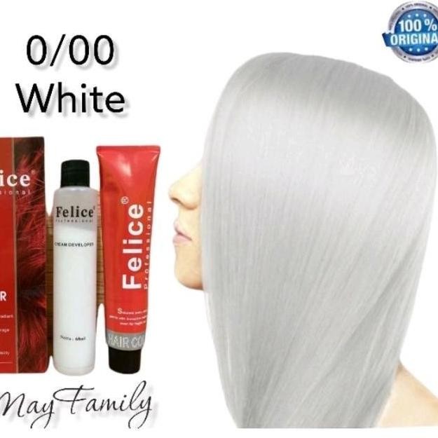 Murah felice hair color 0.00 white putih uban Non COD PS