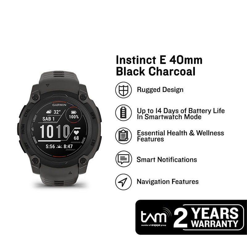 Jam Tangan Pria Garmin Instinct E 010-02932-13 Smartwatch Rugged Outdoor GPS Digital Dial Silicone B