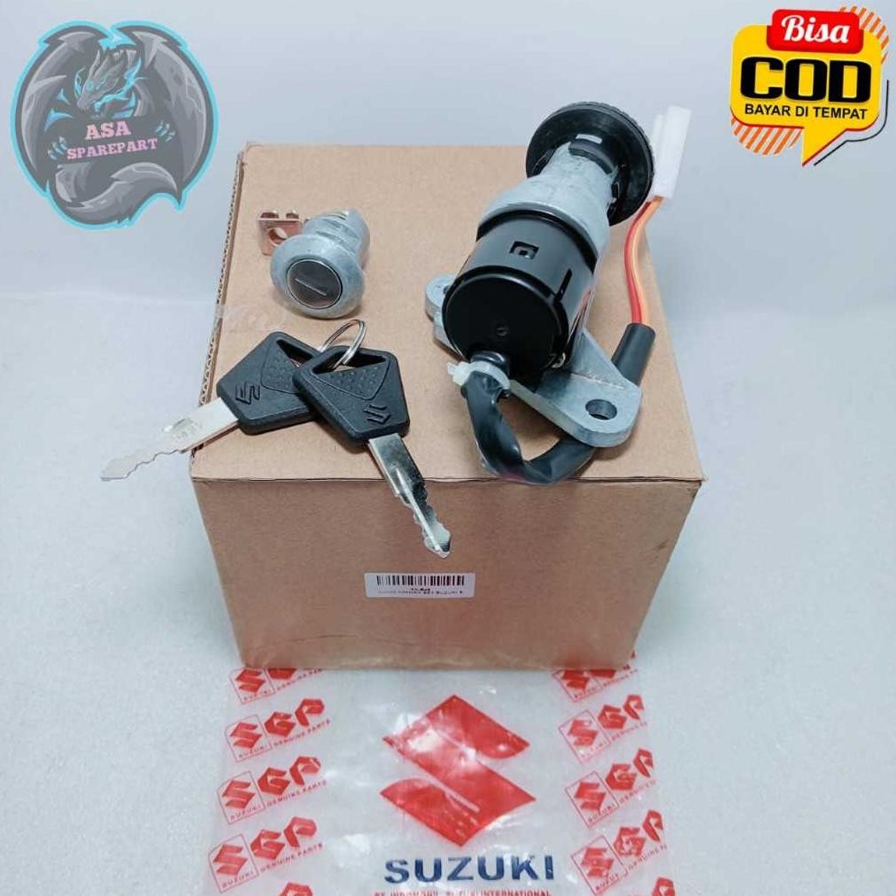 Berkualitas Kunci Kontak Set + Kunci Jok B46 Asli Original Motor Suzuki Spin 125 R , Spin Facelift ,
