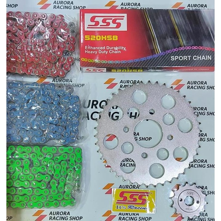 Gear Set Sss Tiger Old / Tiger Revo & Rantai Sss 520 Hsb Colour Series