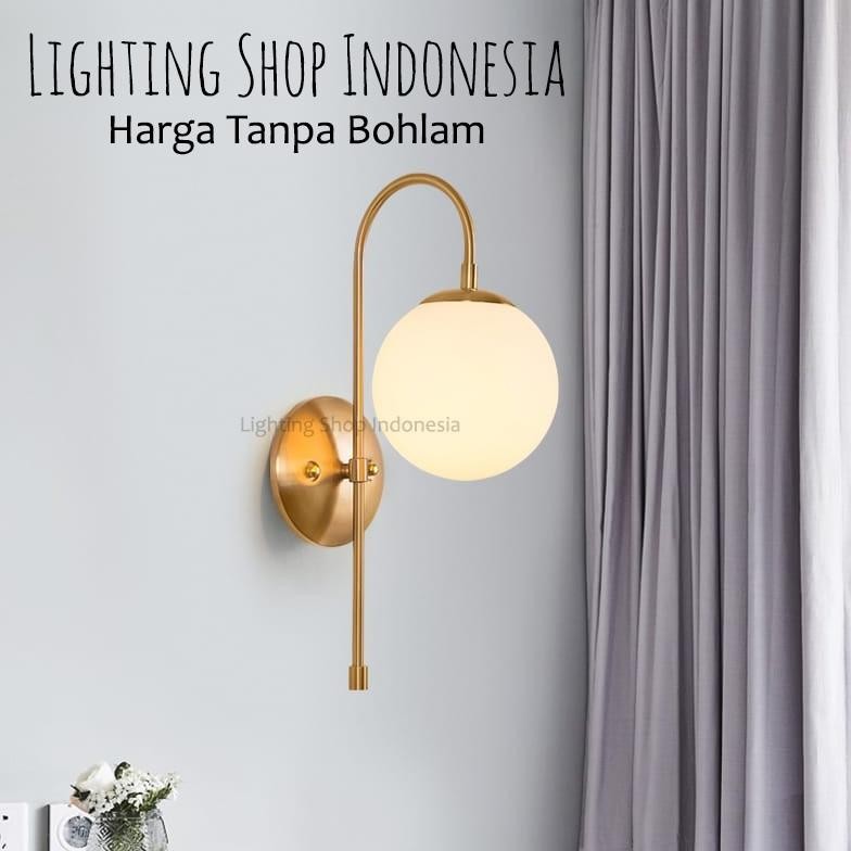Lampu Dinding Gold Hitam kaca Minimalis Modern Wall Lamp